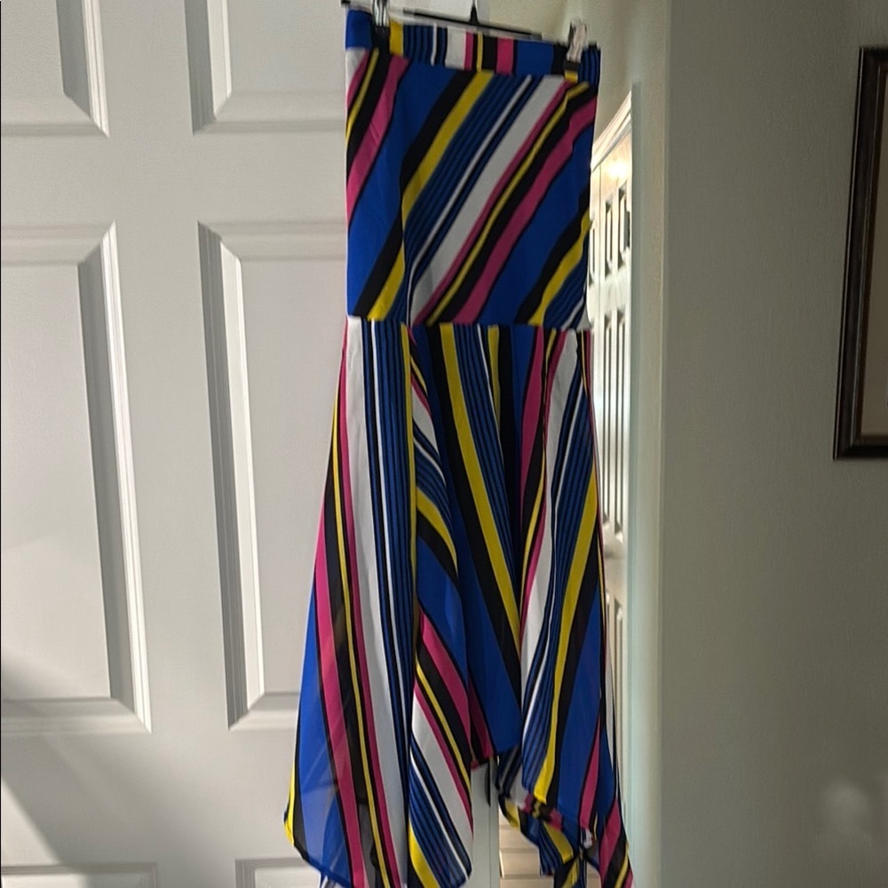 Colorful Striped Strapless Dress